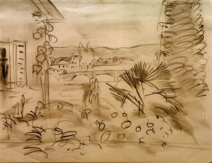 Kunstdruck des Gemäldes „Gartenhaus im Rhônetal“ von August Macke. Hochwertig in Deutschland von Hand gefertigt, erhältlich als Poster oder Leinwand und optional gerahmt.