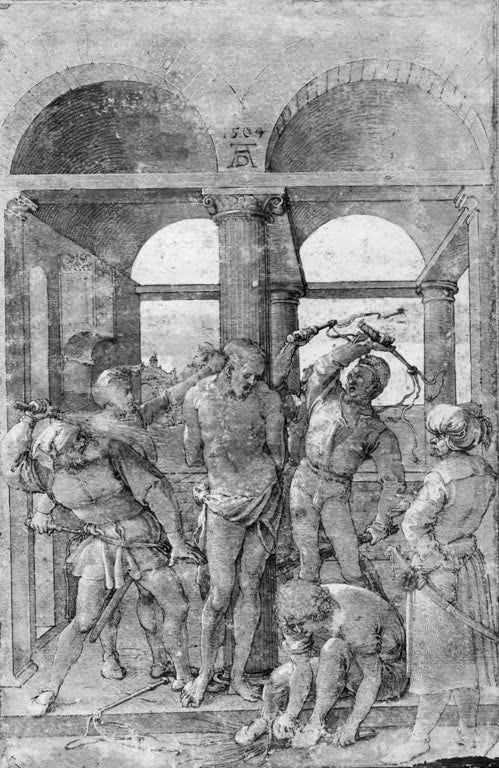 Kunstdruck „Geißelung Christi“ von Albrecht Dürer mit dramatischer Passionsszene