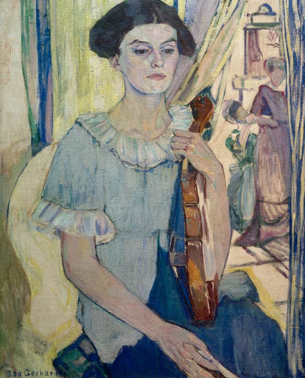 Kunstdruck Geigerin (Elli Bößneck) von Ida Gerhardi – Porträt einer Geigerin als hochwertiger Kunstdruck, handgefertigt in Deutschland
