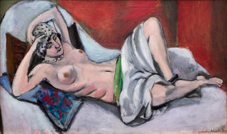 Kunstdruck des Gemäldes „Gekleidete liegende Aktfigur“ von Henri Matisse – hochwertiger Kunstdruck, erhältlich als Poster oder auf Leinwand.