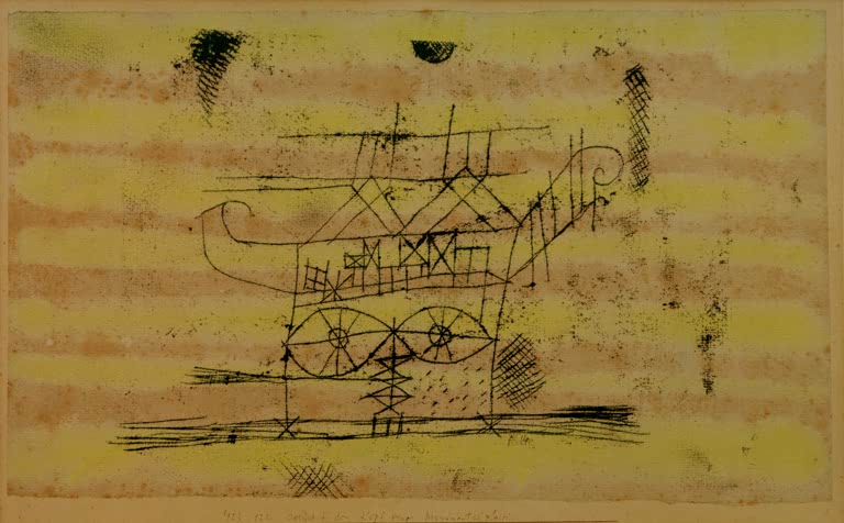 Kunstdruck „Gerüst für den Kopf einer Monumentalplastik“ von Paul Klee, handgefertigt in Deutschland
