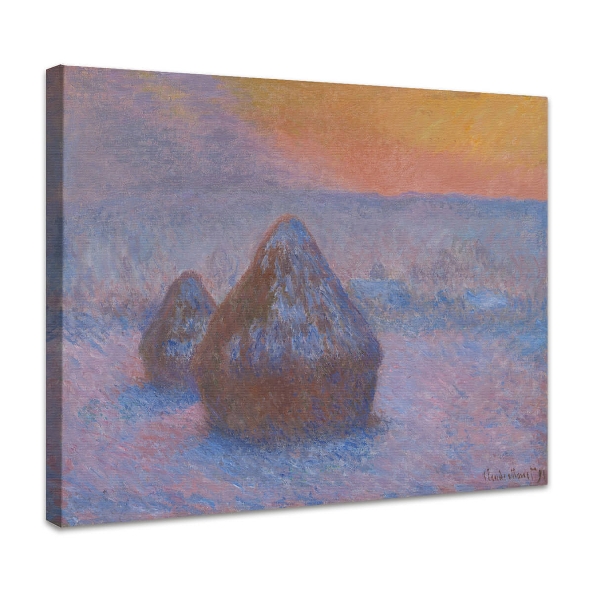 Getreideschober (Sonnenuntergang, Schneeeffekt) | Claude Monet