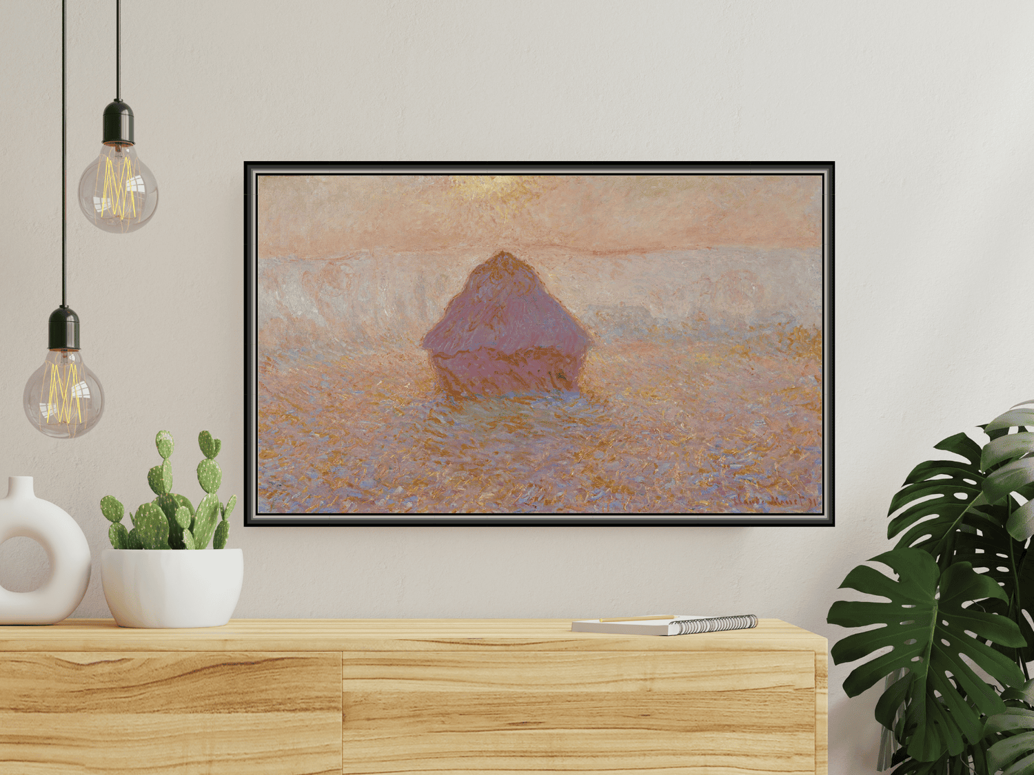 Getreideschober, Sonne im Nebel | Claude Monet