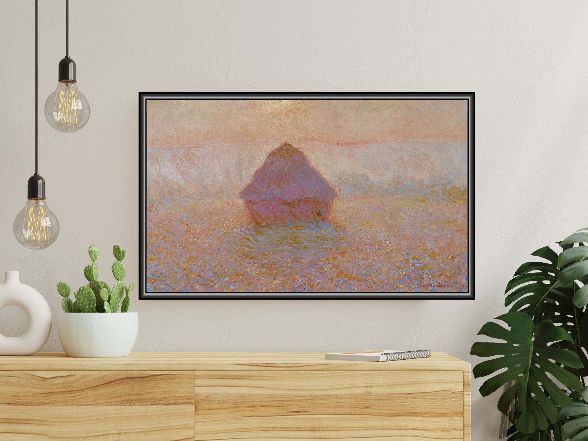 Getreideschober, Sonne im Nebel | Claude Monet