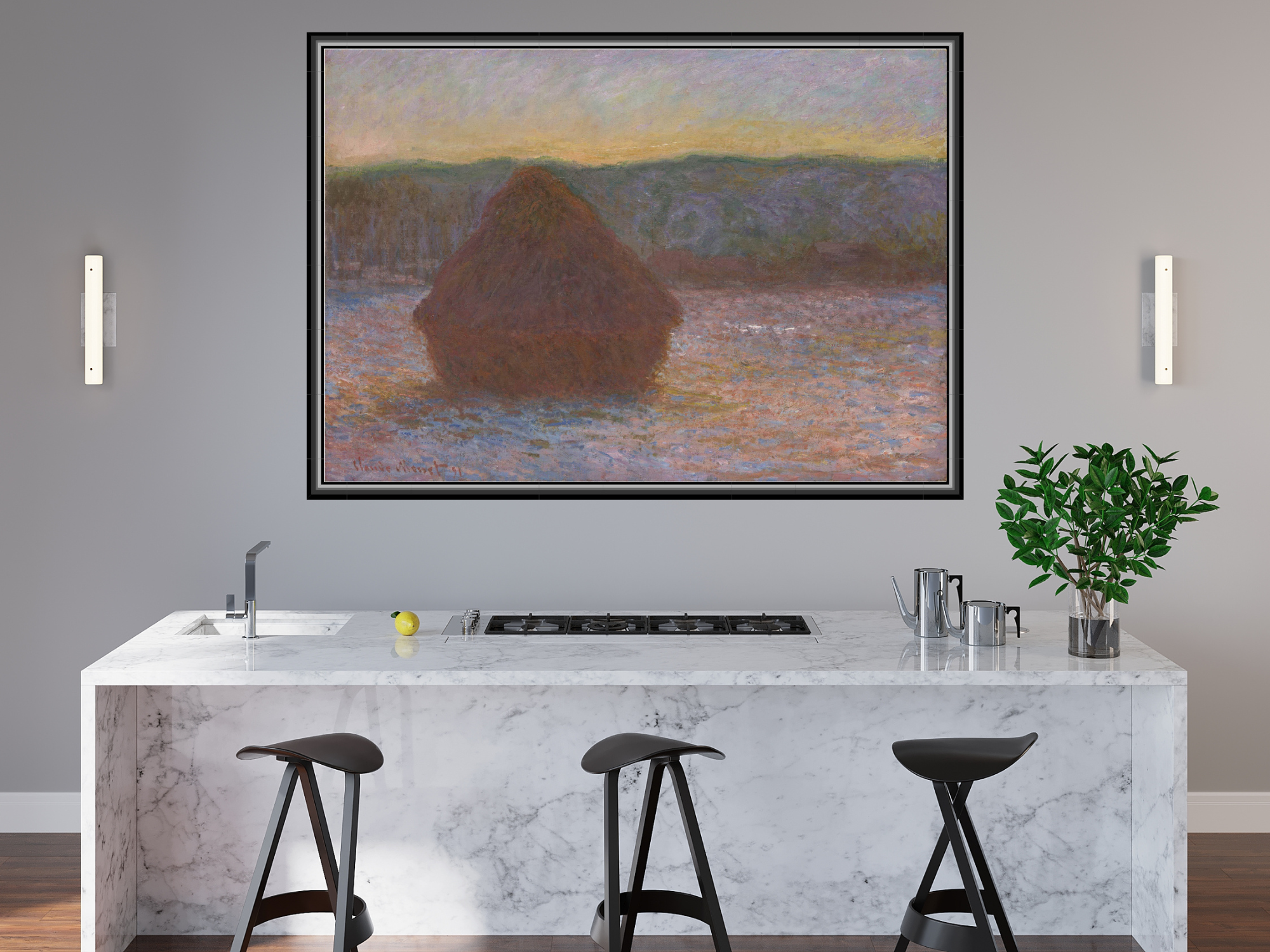 Getreideschober (Tauwetter, Sonnenuntergang) | Claude Monet