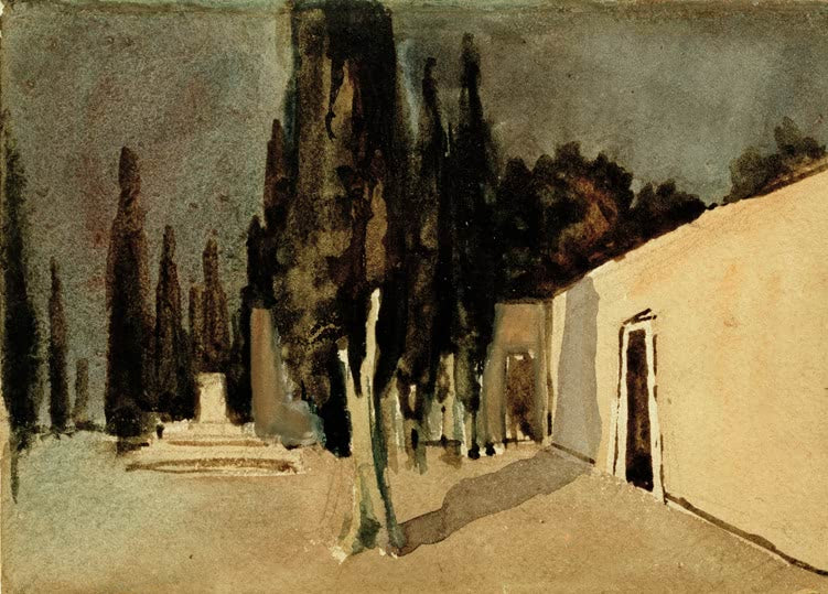 Kunstdruck des Gemäldes „Grab des Agamemnon“ von August Macke. Hochwertig in Deutschland von Hand gefertigt, erhältlich als Leinwand oder Poster und optional gerahmt.