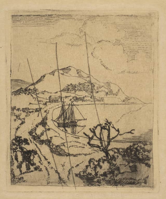 Kunstdruck des Gemäldes Griechische Landschaft von Edgar Degas mit einer stimmungsvollen Landschaftsdarstellung.