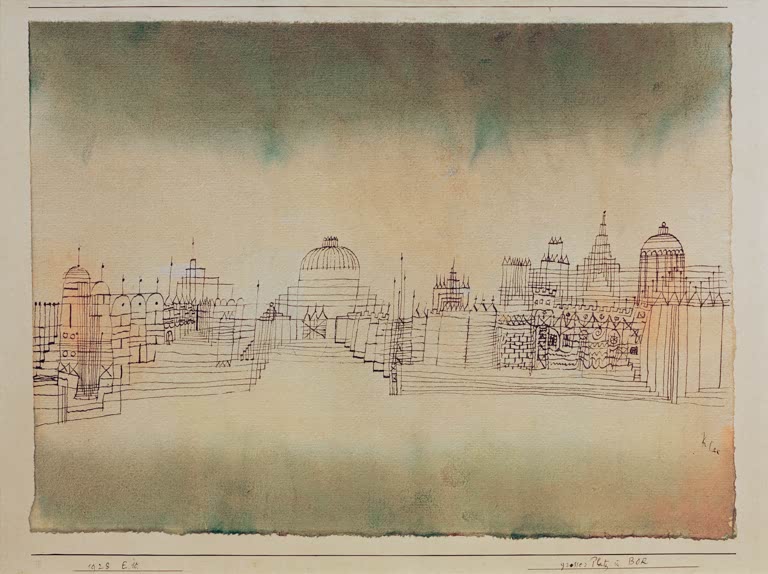 Kunstdruck „Grosser Platz in BOR“ von Paul Klee