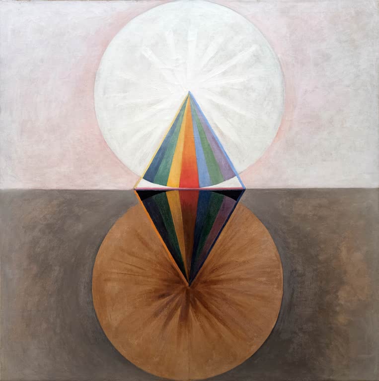 Kunstdruck „Gruppe IX“ von Hilma af Klint mit abstrakten Formen und harmonischer Farbgestaltung