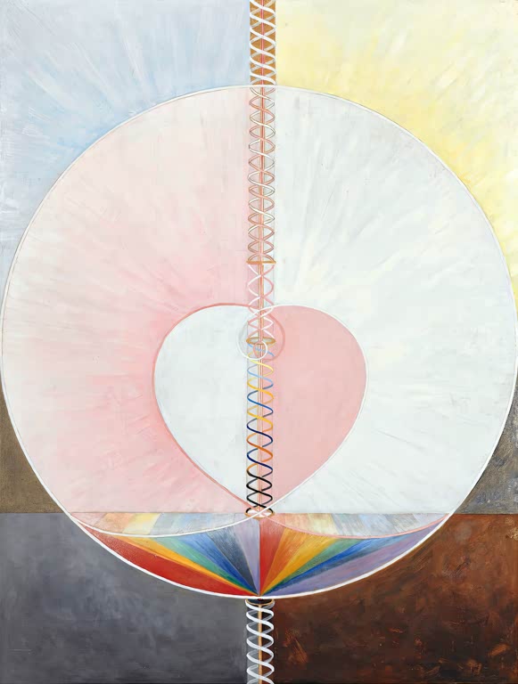 Kunstdruck „Gruppe IX / UW, Nr. 25, Die Taube, Nr. 1“ von Hilma af Klint mit abstrakter, symbolischer Komposition
