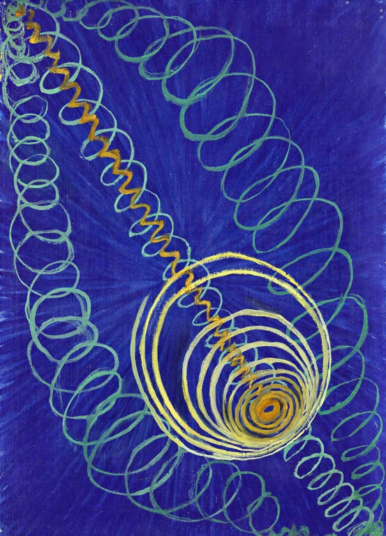 Kunstdruck „Evolution, Nr. 13, Gruppe VI“ von Hilma af Klint mit abstrakter, symbolischer Komposition