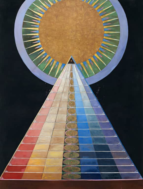 Kunstdruck „Gruppe X, Nr. 1, Altarbild“ von Hilma af Klint mit abstrakter, geometrischer und symbolischer Komposition