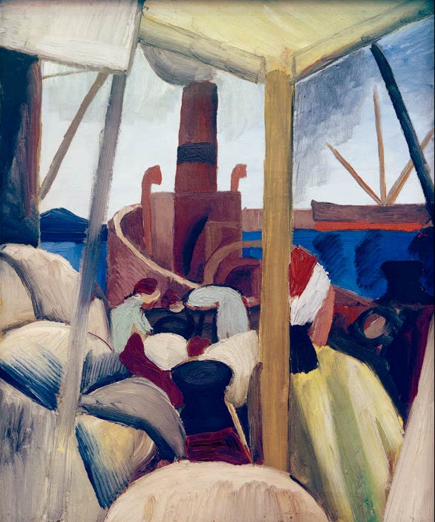 Kunstdruck des Gemäldes „Hafen in Tunis“ von August Macke. Hochwertig in Deutschland von Hand gefertigt, erhältlich als Poster oder Leinwand und optional gerahmt.