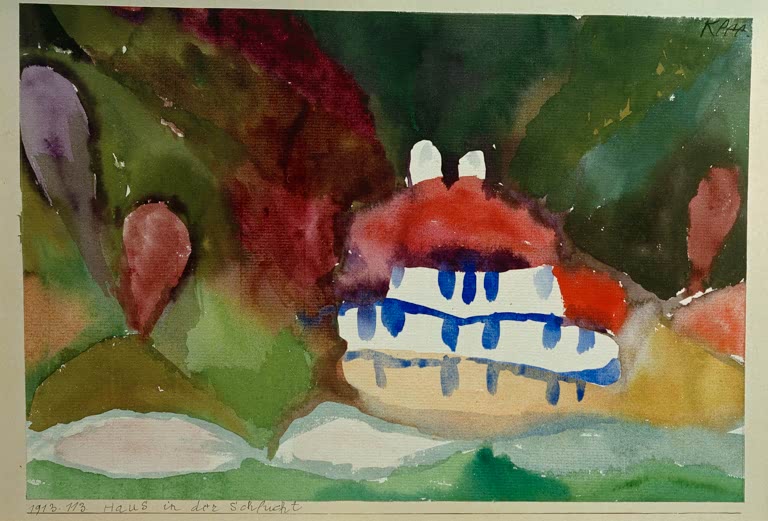 Kunstdruck „Haus in der Schlucht“ von Paul Klee, handgefertigt in Deutschland