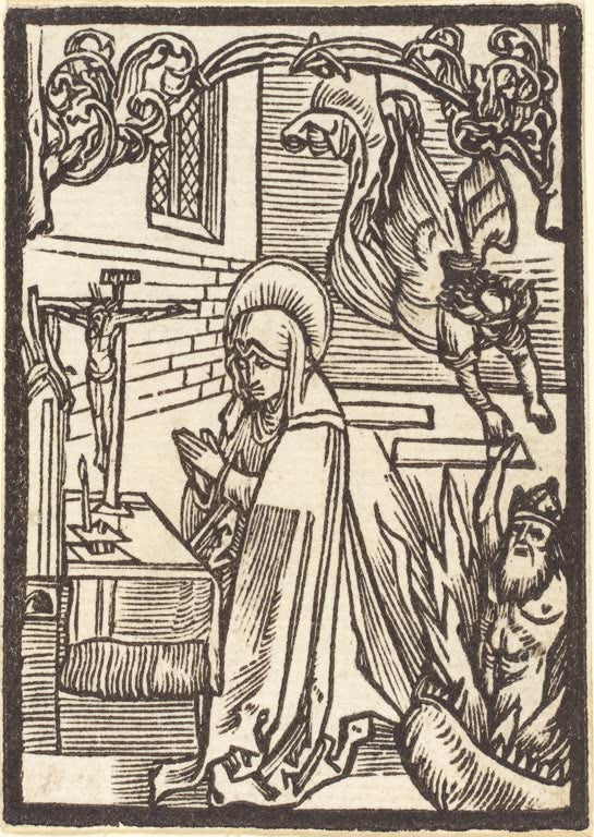 Kunstdruck „Heilige Odilia“ von Albrecht Dürer mit fein dargestellter Heiliger im Stil der Renaissance