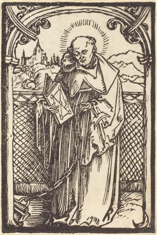 Kunstdruck „Heiliger Leonhard“ von Albrecht Dürer mit würdevoller Heiligendarstellung der Renaissance