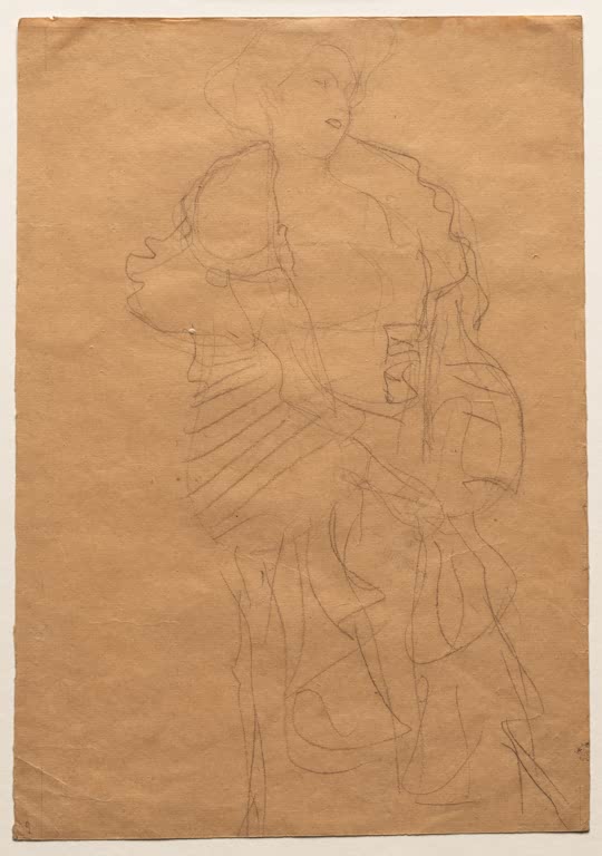 Kunstdruck von „Hermine Gallia“ von Gustav Klimt mit ausdrucksstarkem Porträt und eleganter Farbgestaltung. In Deutschland von Hand gefertigt.