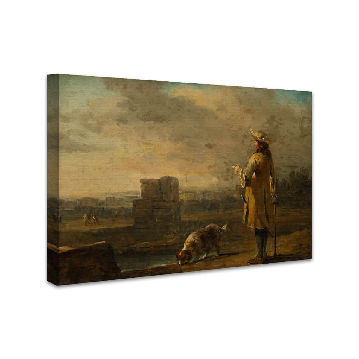 Herr mit Hund in Landschaft | Johann Christian Brand