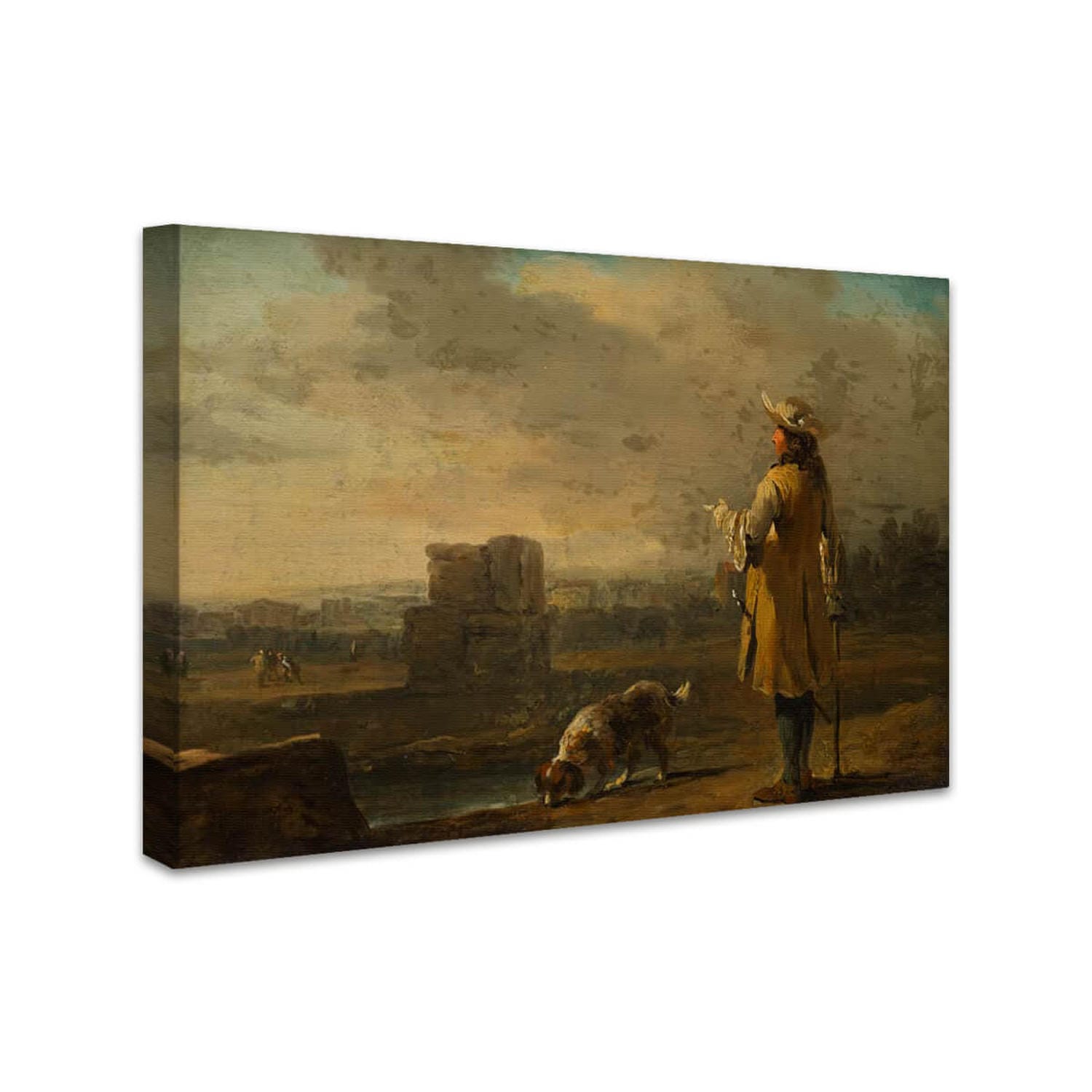 Herr mit Hund in Landschaft | Johann Christian Brand