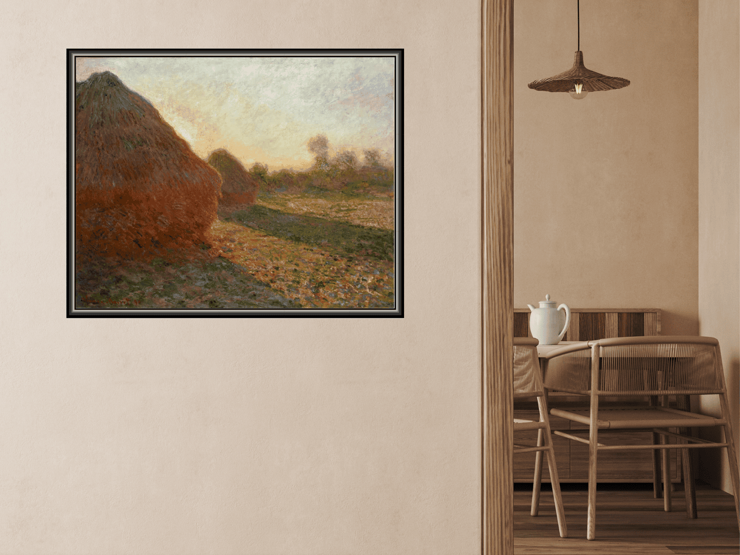 Heuschober, letzte Sonnenstrahlen | Claude Monet