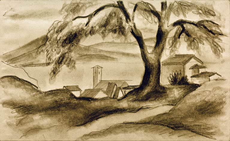 Kunstdruck des Gemäldes „Hilterfingen am Thuner See“ von August Macke. Hochwertig in Deutschland von Hand gefertigt, erhältlich als Leinwand oder Poster und optional gerahmt.