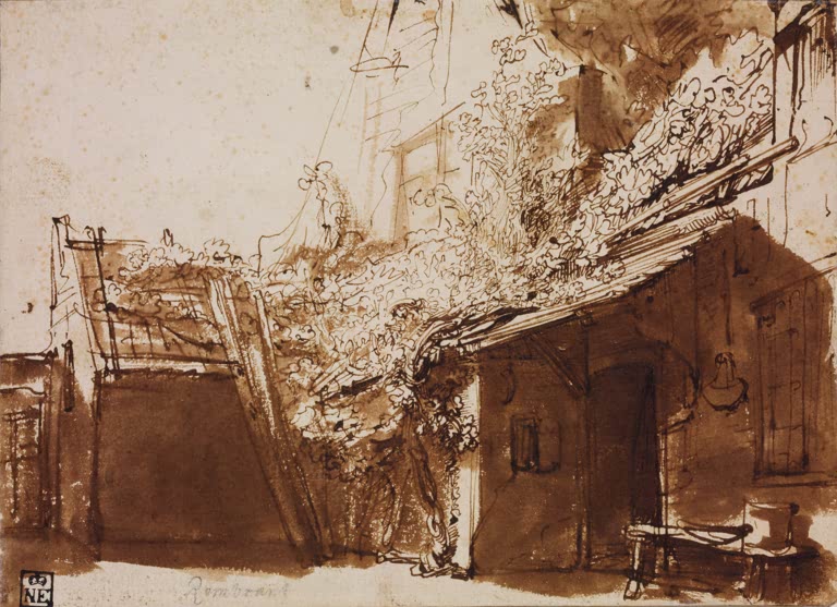 Kunstdruck „Holländisches Bauernhaus in Licht und Schatten“ von Rembrandt van Rijn