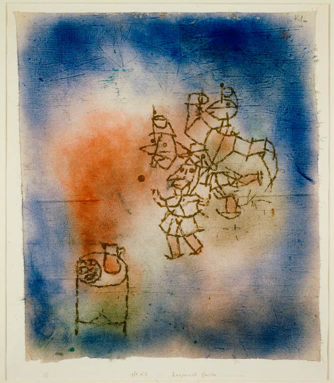 Kunstdruck des Gemäldes Hungernde Geister von Paul Klee, handgefertigt in Deutschland als hochwertiger Kunstdruck.