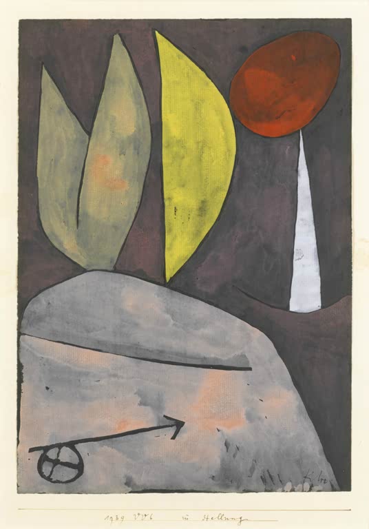 Kunstdruck „In Position“ von Paul Klee mit abstrakter Komposition und geometrischen Formen in charakteristischer Farbgestaltung