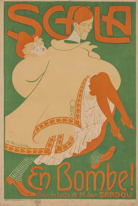 Kunstdruck „In einer Sprühdose“ von Auguste Roubille mit humoristischer Werbeillustration