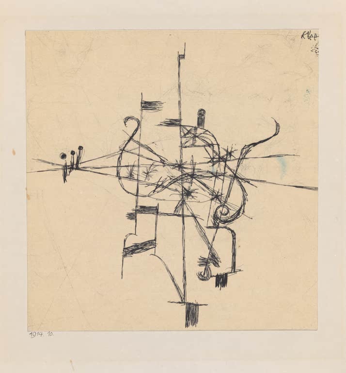 Kunstdruck „Instrument für neue Musik“ von Paul Klee mit abstrakter Komposition und musikalisch anmutenden geometrischen Formen