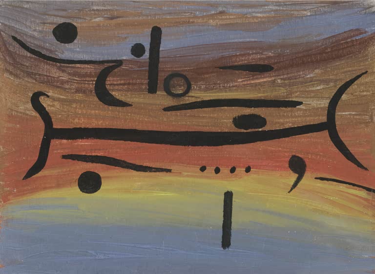 Kunstdruck „Instrumente“ von Paul Klee mit abstrakter Darstellung verschiedener Musikinstrumente
