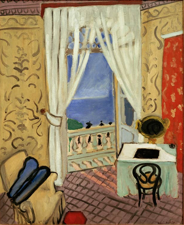 Kunstdruck des Gemäldes Interieur mit Geigenkasten von Henri Matisse, handgefertigt in Deutschland als Poster oder Leinwand erhältlich