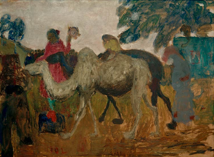 Kunstdruck von „Jahrmarkt am Weyerberg“ von Paula Modersohn-Becker. Ausdrucksstarke Darstellung einer ländlichen Szene mit charakteristischer Farbgebung, in Deutschland handgefertigt.