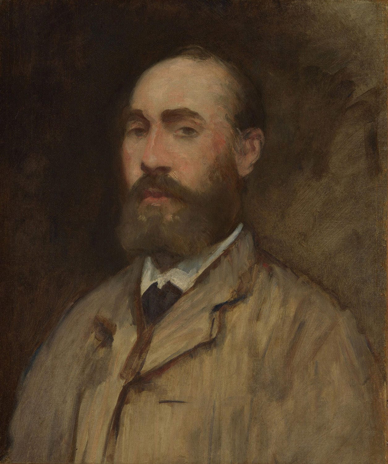 Édouard Manets Porträt „Jean-Baptiste Faure (1830–1914)“ zeigt den berühmten Opernsänger in einer natürlichen, eleganten Pose. Mit feinen Details und einer sanften Farbpalette fängt Manet die Würde und Persönlichkeit des Künstlers ein, wobei er meisterhaft Licht und Schatten nutzt.