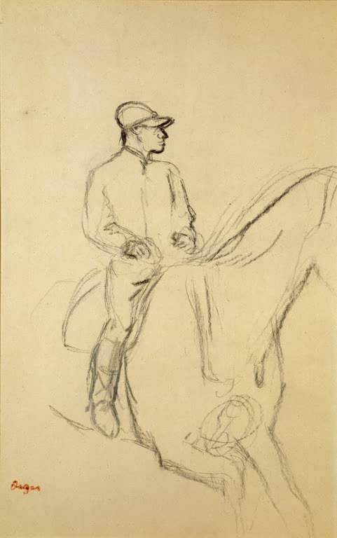 Kunstdruck von „Jockey monté“ von Edgar Degas, handgefertigt in Deutschland als Leinwand oder Poster erhältlich