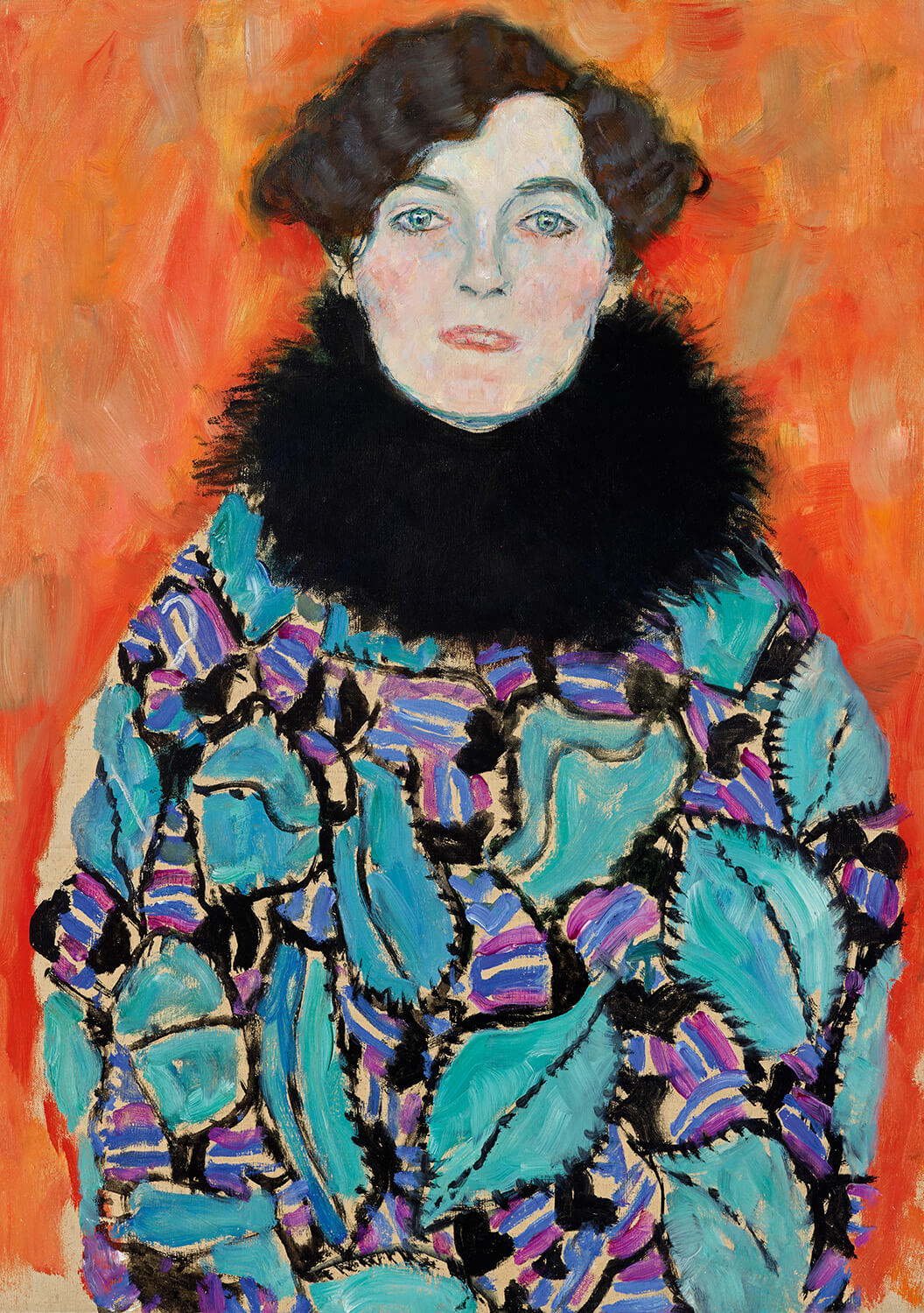 „Johanna Staude“ von Gustav Klimt zeigt das Porträt einer eleganten Dame in detailreicher Ausführung, mit subtilen goldenen Elementen, die den charakteristischen Stil des Künstlers widerspiegeln. Das Gemälde überzeugt durch seine raffinierte Farbgestaltung und emotionale Präsenz.