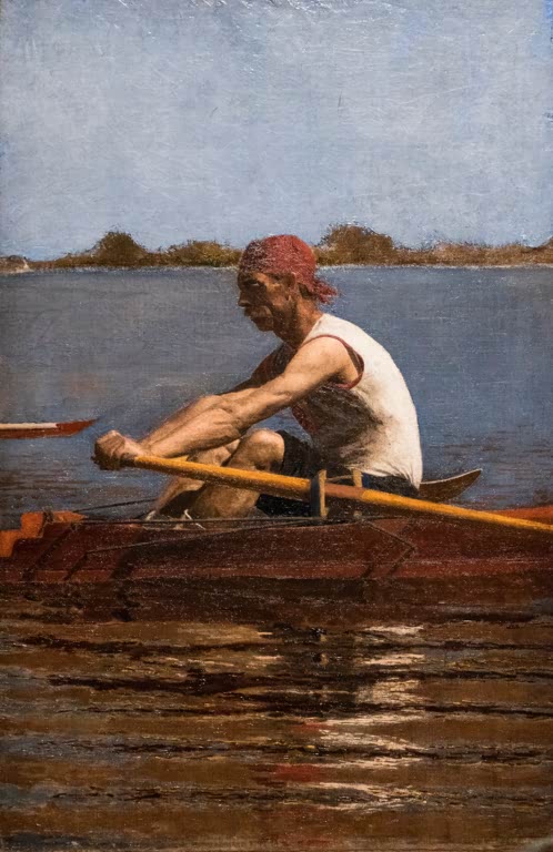Kunstdruck des Gemäldes John Biglin im Einer von Thomas Eakins, handgefertigt in Deutschland