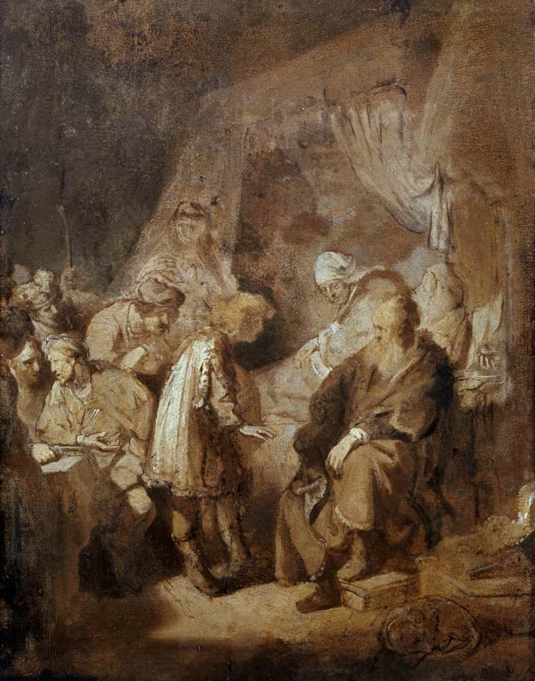 Kunstdruck Joseph seine Träume erzählend von Rembrandt van Rijn

