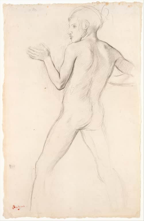 Kunstdruck von „Jugend in einer Verteidigungshaltung“ von Edgar Degas, handgefertigt in Deutschland als Leinwand oder Poster erhältlich
