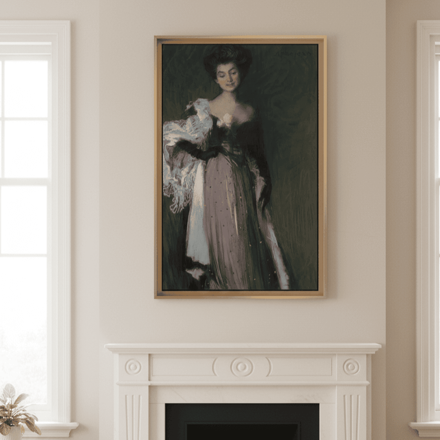 Junge Frau mit Rosen | Edmond Aman-Jean