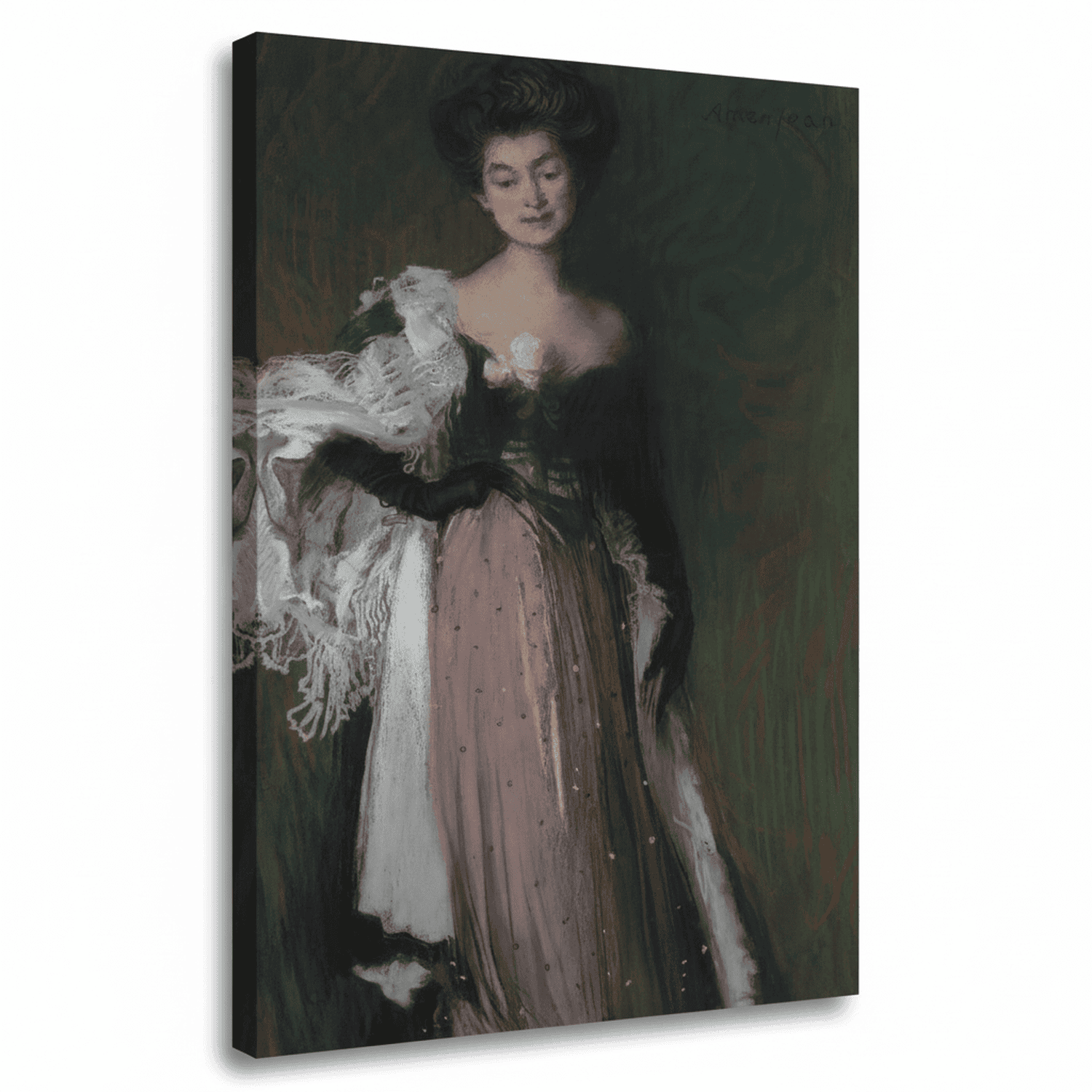 Junge Frau mit Rosen | Edmond Aman-Jean