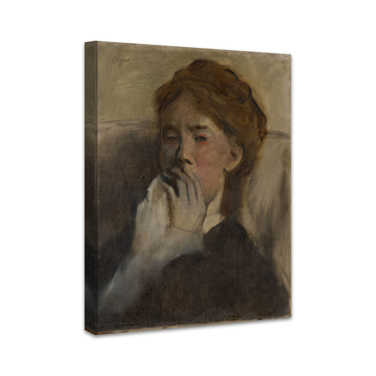 Junge Frau mit der Hand über dem Mund | Edgar Degas