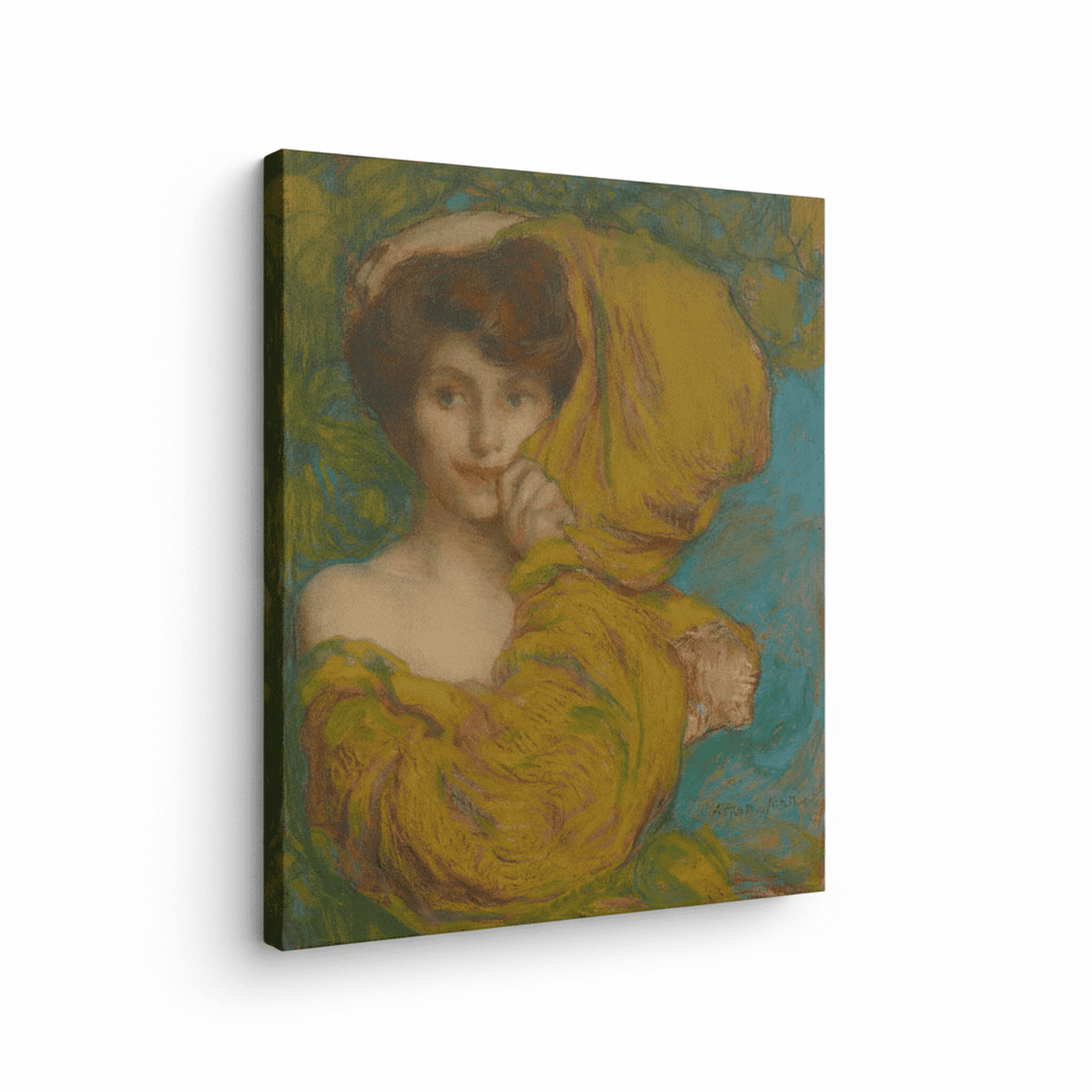 Junge Frau mit gelbem Schal | Edmond Aman-Jean