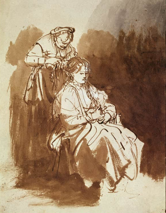 Kunstdruck „Junge Frau bei der Toilette“ von Rembrandt van Rijn

