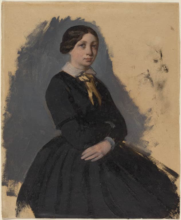 Kunstdruck von „Junge Frau in Schwarz“ von Edgar Degas, handgefertigt in Deutschland als Leinwand oder Poster erhältlich