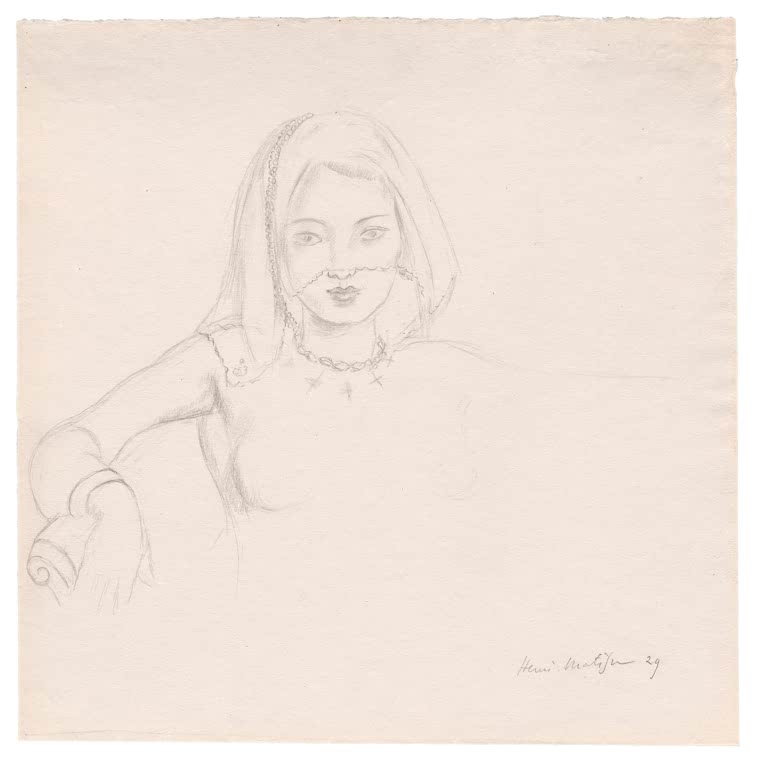 Kunstdruck „Junge Frau mit Schleier“ von Henri Matisse mit einer ausdrucksstarken Porträtdarstellung