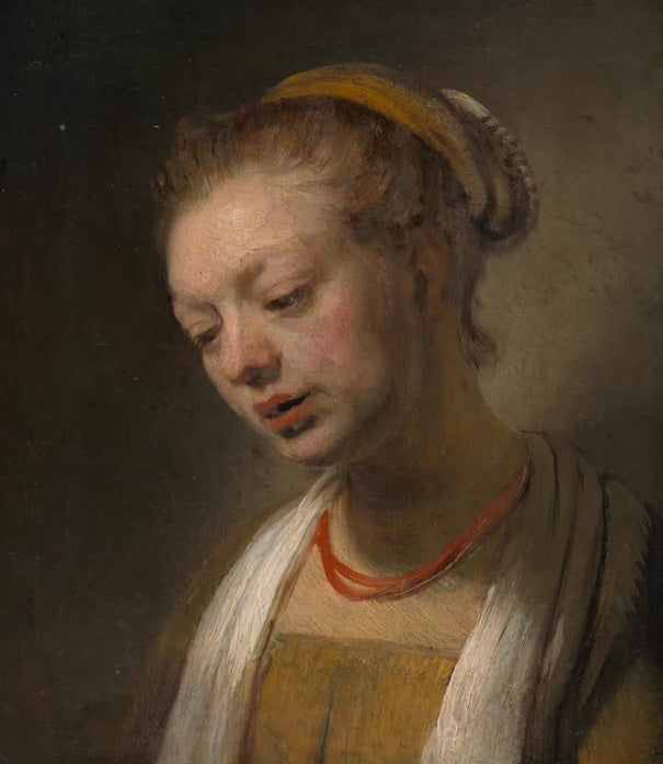 Kunstdruck „Junge Frau mit roter Halskette“ von Rembrandt van Rijn