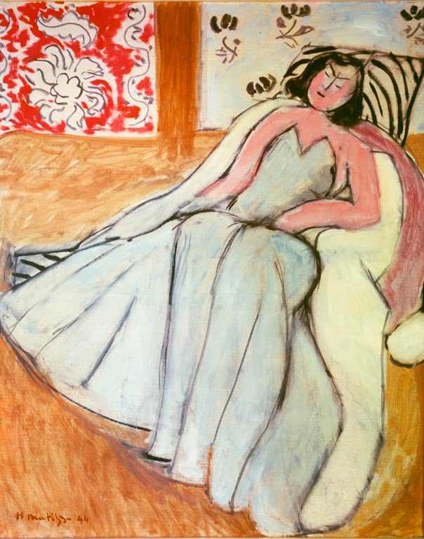 Kunstdruck des Gemäldes „Junge Frau mit weißem Pelzmantel“ von Henri Matisse, erhältlich als Poster oder Leinwand, optional gerahmt, in Deutschland von Hand gefertigt.