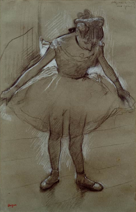 Kunstdruck des Gemäldes „Junge Tänzerin im Gegenlicht“ von Edgar Degas, detailgetreu umgesetzt und hochwertig in Deutschland produziert.