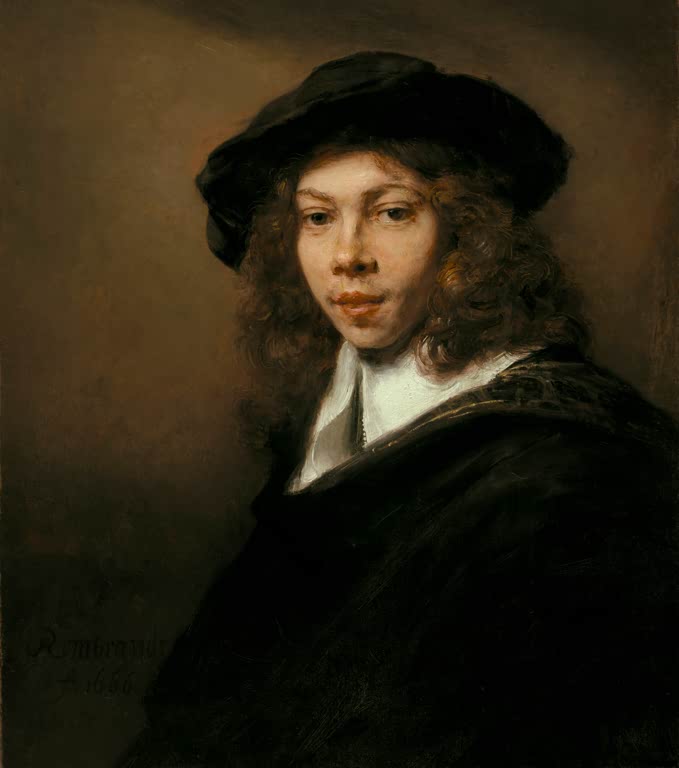 Kunstdruck „Junger Mann in einem schwarzen Barett“ von Rembrandt van Rijn